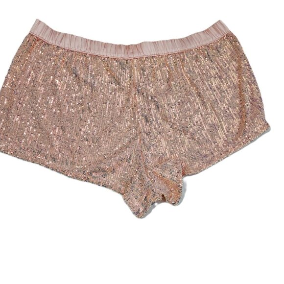 Victoria’s Secret Pink Iridescent Sequin & Satin Lounge Shorts - Size Large (NWT - Picture 2 of 3